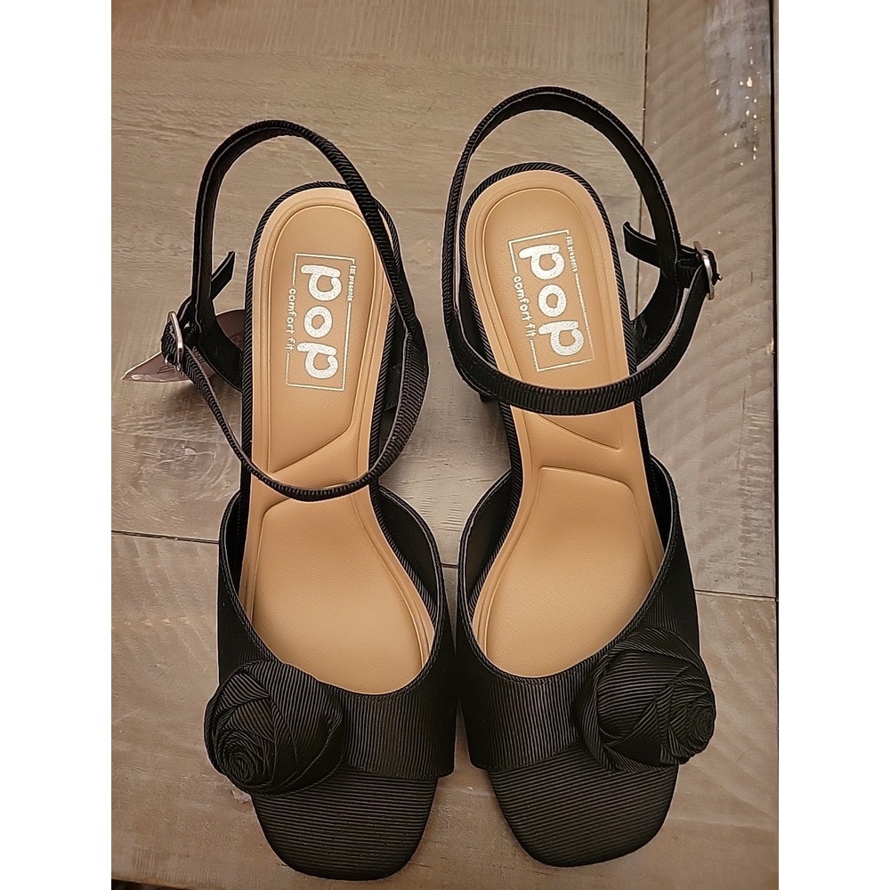 POP Black Mary Jane Chunky Platform Heeled Retro Shoe Women's Size 10